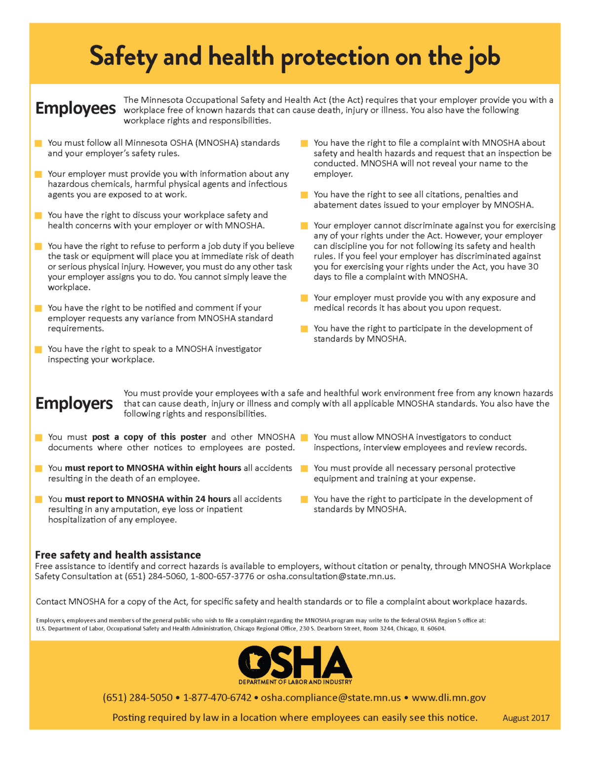 Labor Law Posters Hospitality Minnesota