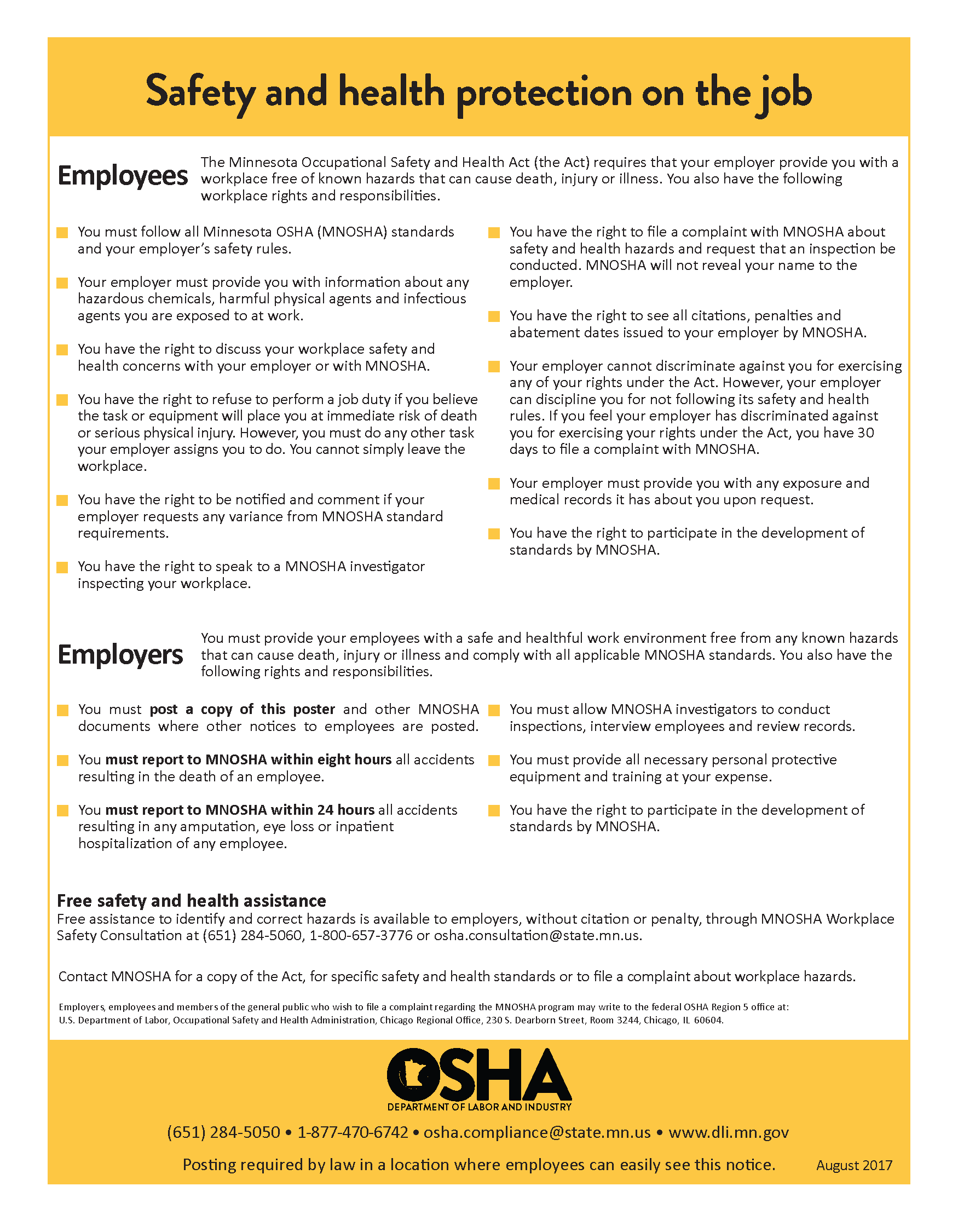 Labor Law Posters Hospitality Minnesota